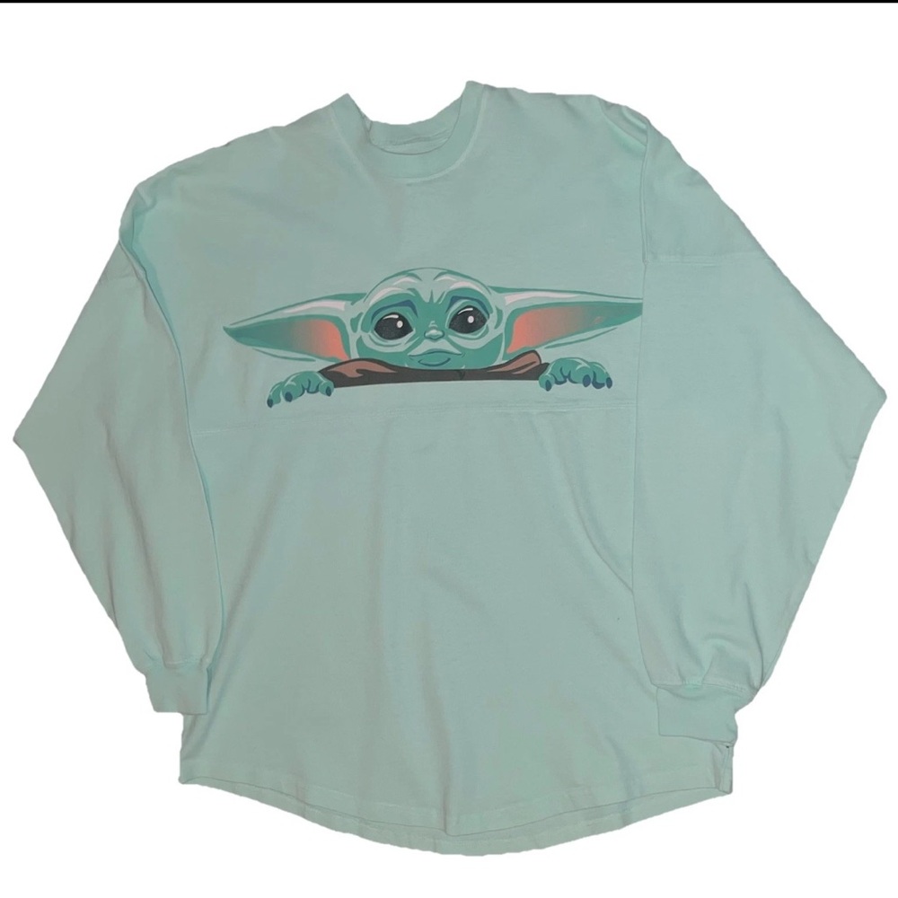 Green Crewneck Sweater with Baby Yoda Design